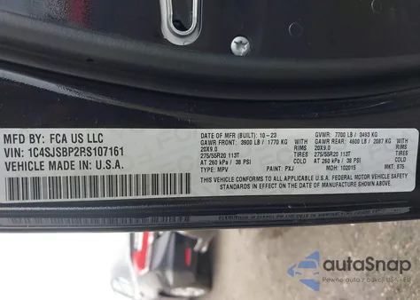 2024 Jeep Wagoneer L Series Ii 4X4 из США, поврежденный, VIN 1C4SJSBP2RS107161